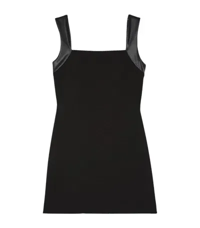 The Kooples Faux Leather Bow Back Mini Dress In Black