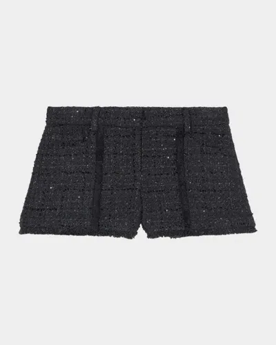 The Kooples Fitted Tweed Shorts In Black