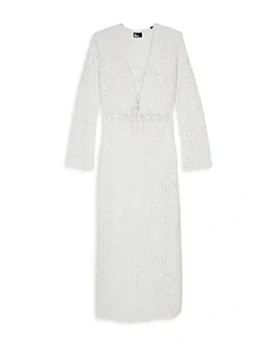 The Kooples Cotton Guipure Midi Dress In White