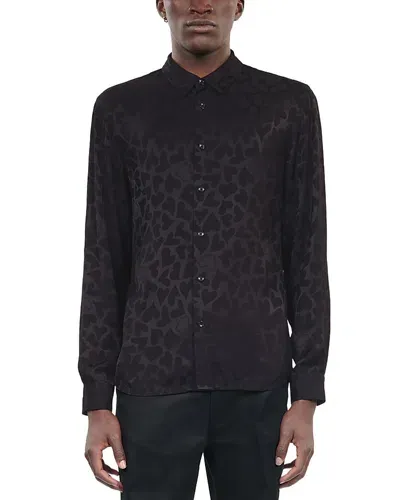 The Kooples Jacquard Long Sleeve Shirt In Black