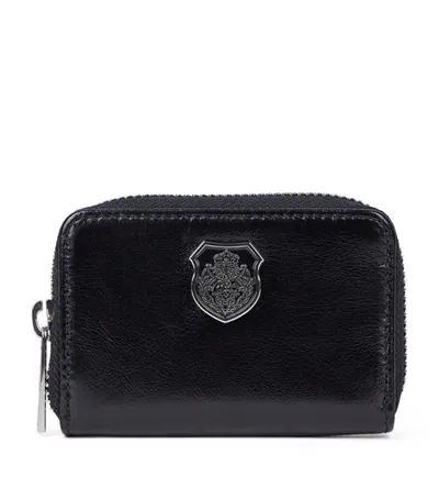 The Kooples Leather Zipped Blazon Wallet In Black