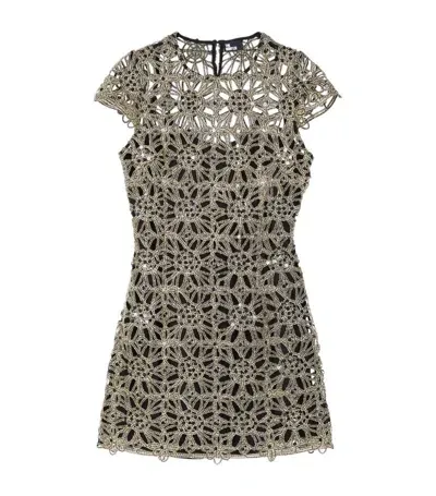 The Kooples Sequinned Guipure Mini Dress In Antic Gold