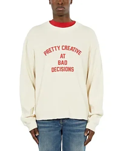 The Kooples Wide Cut Text Graphic Sweatshirt In Ecru