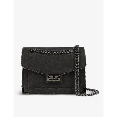 The Kooples Emily Denim Chain Bag In Black Denim