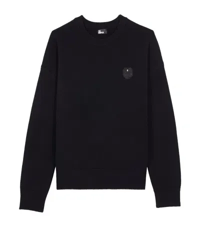 The Kooples Wool-blend Crest Sweater In Black