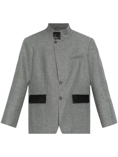 The Mannei Herringbone-pattern Jacket In Grey