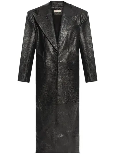 The Mannei Leather Coat In Black