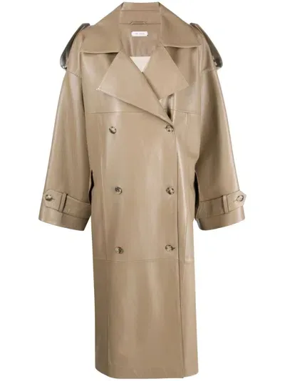 The Mannei 'shamali' Satin-finish Coat In 中性色