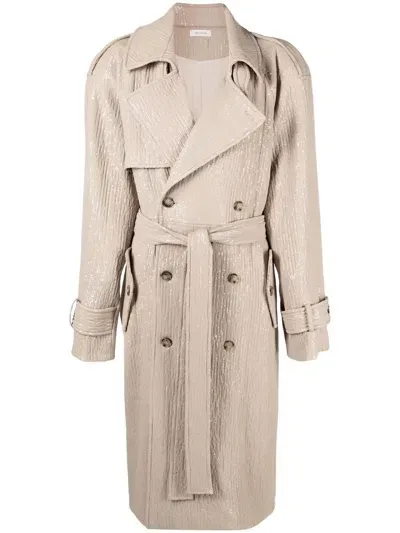 The Mannei Soria Sequin Silk Trench Coat In Pink