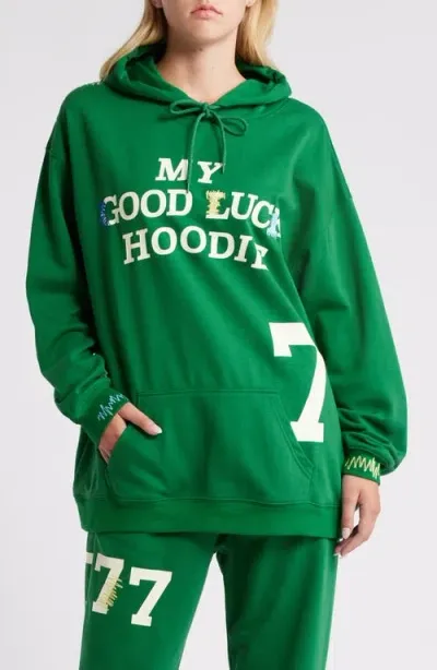 The Mayfair Group My Good Luck Cotton Blend Hoodie In 그린