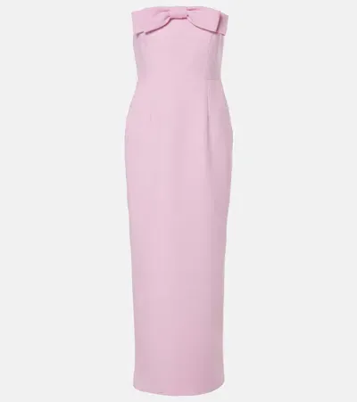 The New Arrivals Ilkyaz Ozel Bow-detail Strapless Crêpe Gown In Pink