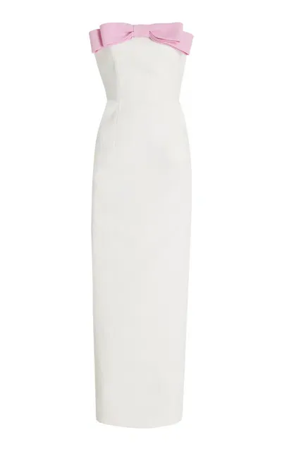 The New Arrivals Ilkyaz Ozel Exclusive Eléa Bow-detailed Crepe Strapless Maxi Dress In White