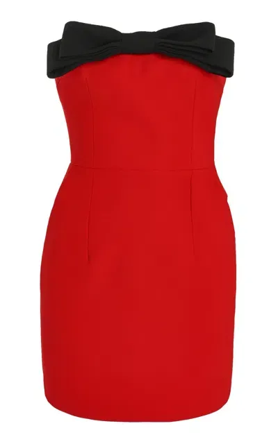 The New Arrivals Ilkyaz Ozel Exclusive Eléa Bow-detailed Crepe Strapless Mini Dress In Red