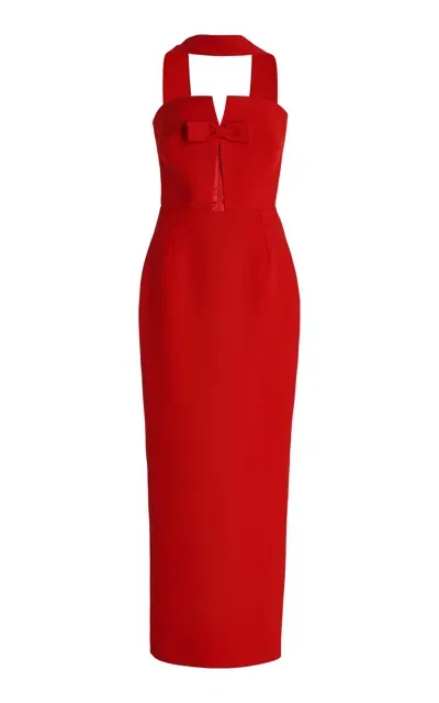 The New Arrivals Ilkyaz Ozel Exclusive Holly Crepe Maxi Halter Dress In Red