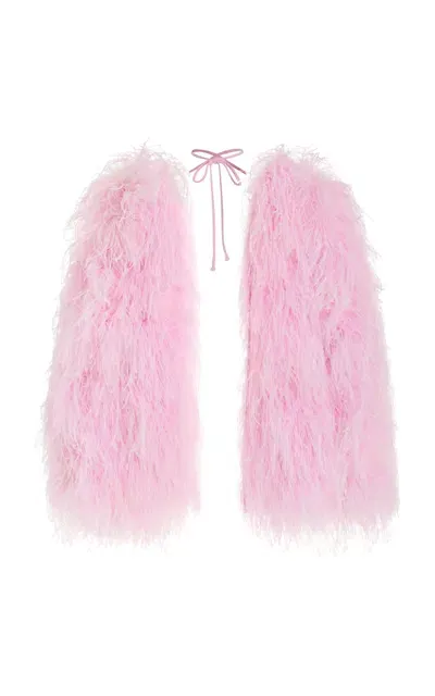 The New Arrivals Ilkyaz Ozel Exclusive Kitty Feather Jacket In Pink