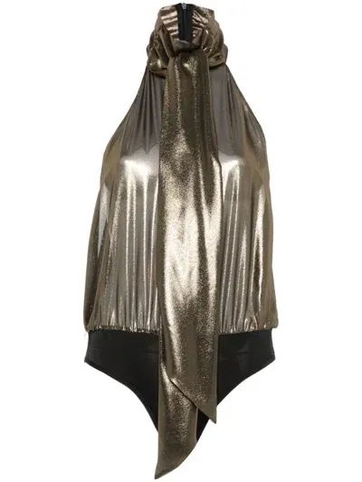 The New Arrivals Ilkyaz Ozel Loulou Bodysuit In Gold