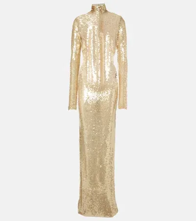 The New Arrivals Ilkyaz Ozel Sequined Gown In Gold