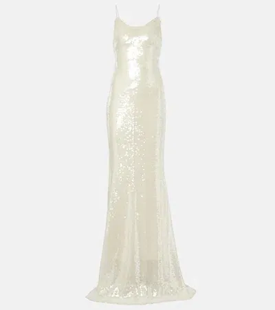 The New Arrivals Ilkyaz Ozel Sequined Open-back Gown In White