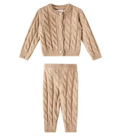 The New Society Baby River Cardigan And Pants Set In Braun