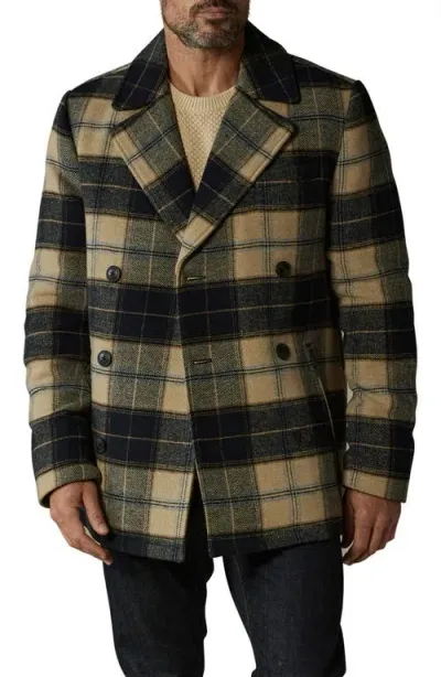 The Normal Brand Lan Windowpane Plaid Peacoat In Navy Windowpane Plaid