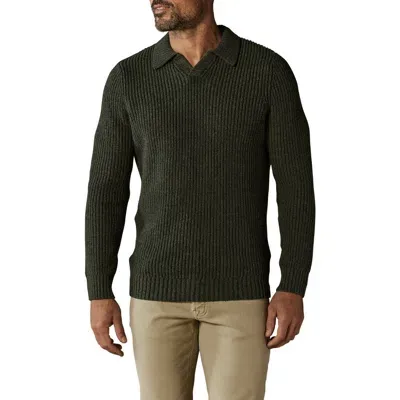 The Normal Brand Ribbed Cotton Blend Polo Sweater In Green