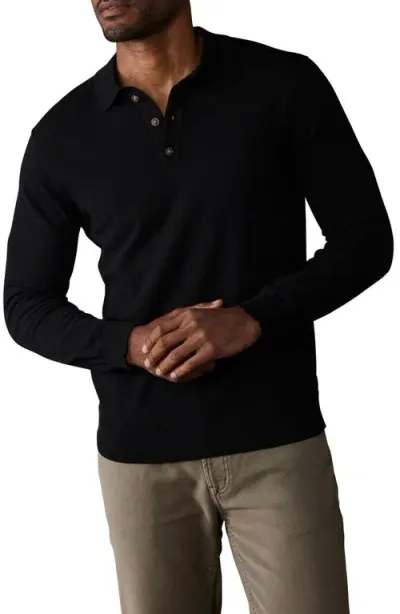 The Normal Brand Robles Long Sleeve Polo Sweater In Black