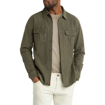 The Normal Brand Tailored Terry Shirt Jacket In Dusty Olive