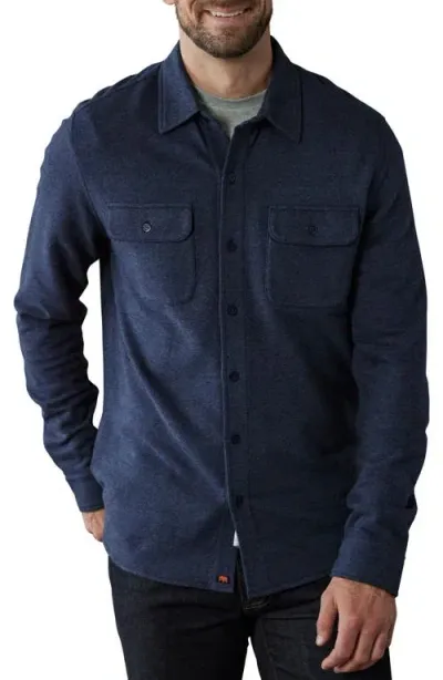 The Normal Brand Textured Knit Long Sleeve Button-up Shirt In Midnight