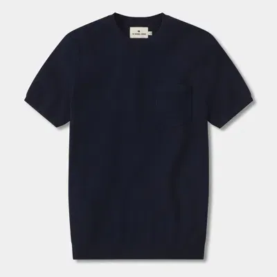 The Normal Brand Waffle Knit Sweater Tee In Navy