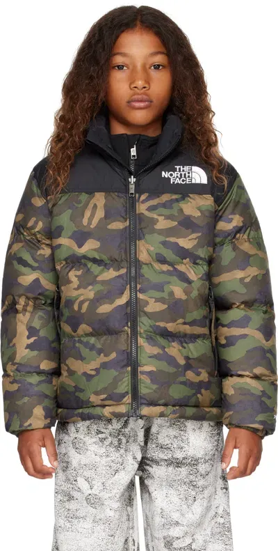 The North Face Big Kids Khaki 1996 Retro Nuptse Down Jacket In 9ij Tnf Black Tnf Ca