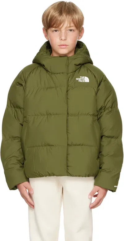 The North Face Big Kids Khaki North Hooded Down Jacket In Pib Forest Olive