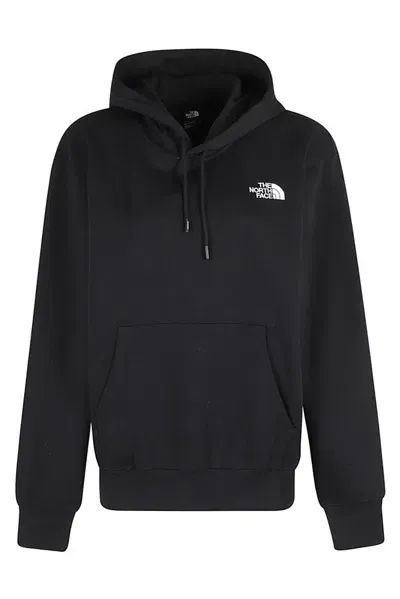 The North Face Logo Detailed Drawstring Hoodie In Black