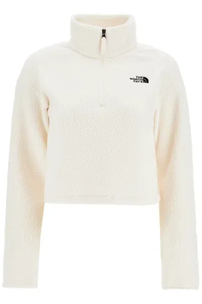 The North Face Glacier Wide Neck Boxy 1/4 Zip Fleece In Cream Exclusive At Asos-white