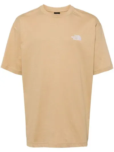 The North Face Logo-embroidered Cotton T-shirt In Neutrals