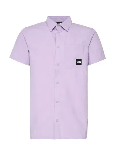 The North Face Logo Patch Short Sleeved Polo Shirt In Purple