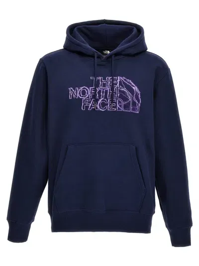 The North Face Logo Print Hoodie In Blue