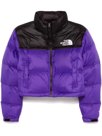 The North Face Nuptse Colour-block Puffer Jacket In Purple