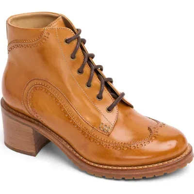 The Office Of Angela Scott Miss Willa Lace-up Wingtip Bootie In Veg Tan