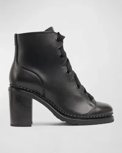 The Office Of Angela Scott Mrs. Keira Leather Lace-up Booties In Black