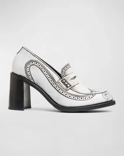 The Office Of Angela Scott Mrs. Sophia Wing-tip Penny Loafers In Antique White