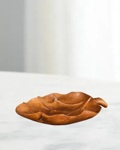 The Phillips Collection Teak Wood Leaf Bowl, Natural