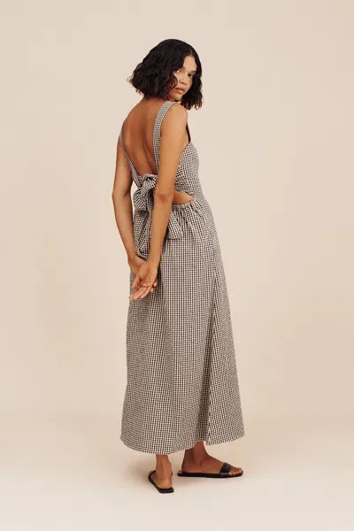 The Posse Amelia Square Neck Dress In Gingham