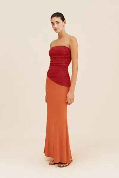 The Posse Mason Strapless Top In Orange