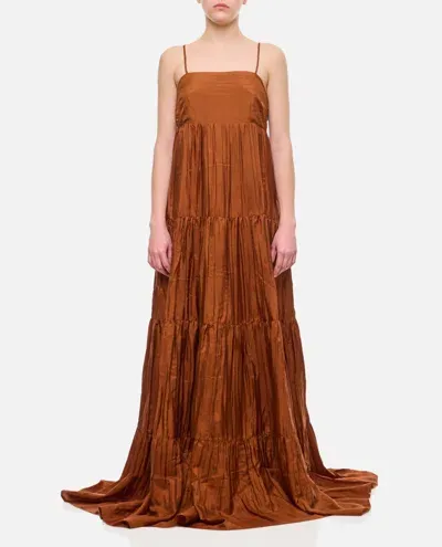 The Rose Ibiza Formentera Silk Maxi Dress In Brown