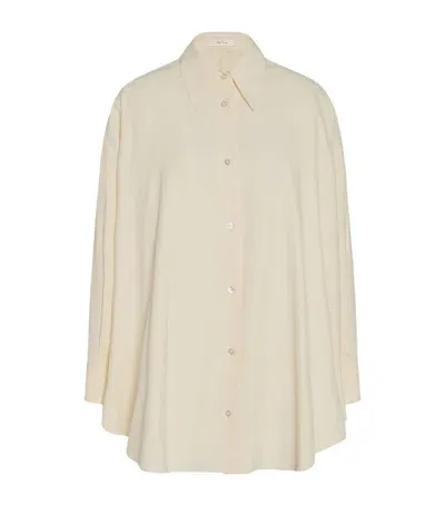 The Row Nomoon Jacquard Silk Poplin Shirt In Neutrals