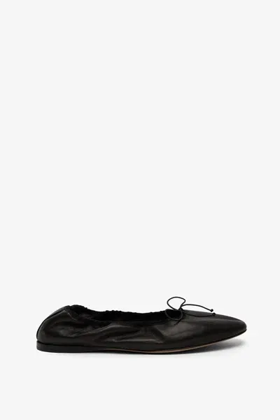 The Row Awar Black Leather Ballerina Flats