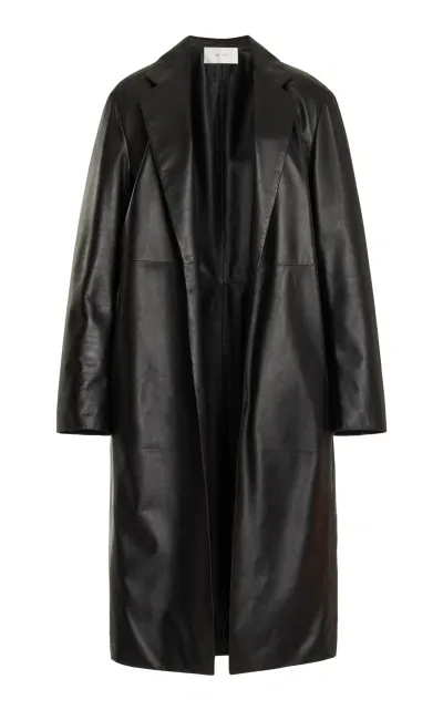 The Row Babil Leather Coat In Black