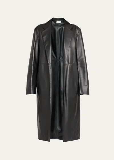 The Row Babil Open-front Leather Coat In Black