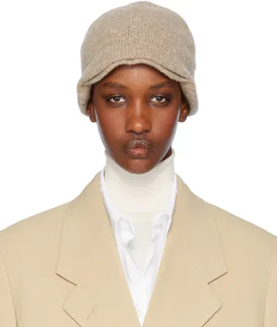 The Row Beige Zeno Beanie In Ssm Sesame Melange