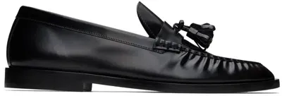 The Row Black Leather Loafers In Blk Black